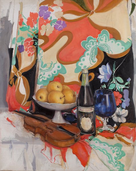 Still life with violin 1995 oil on canvas 90x79